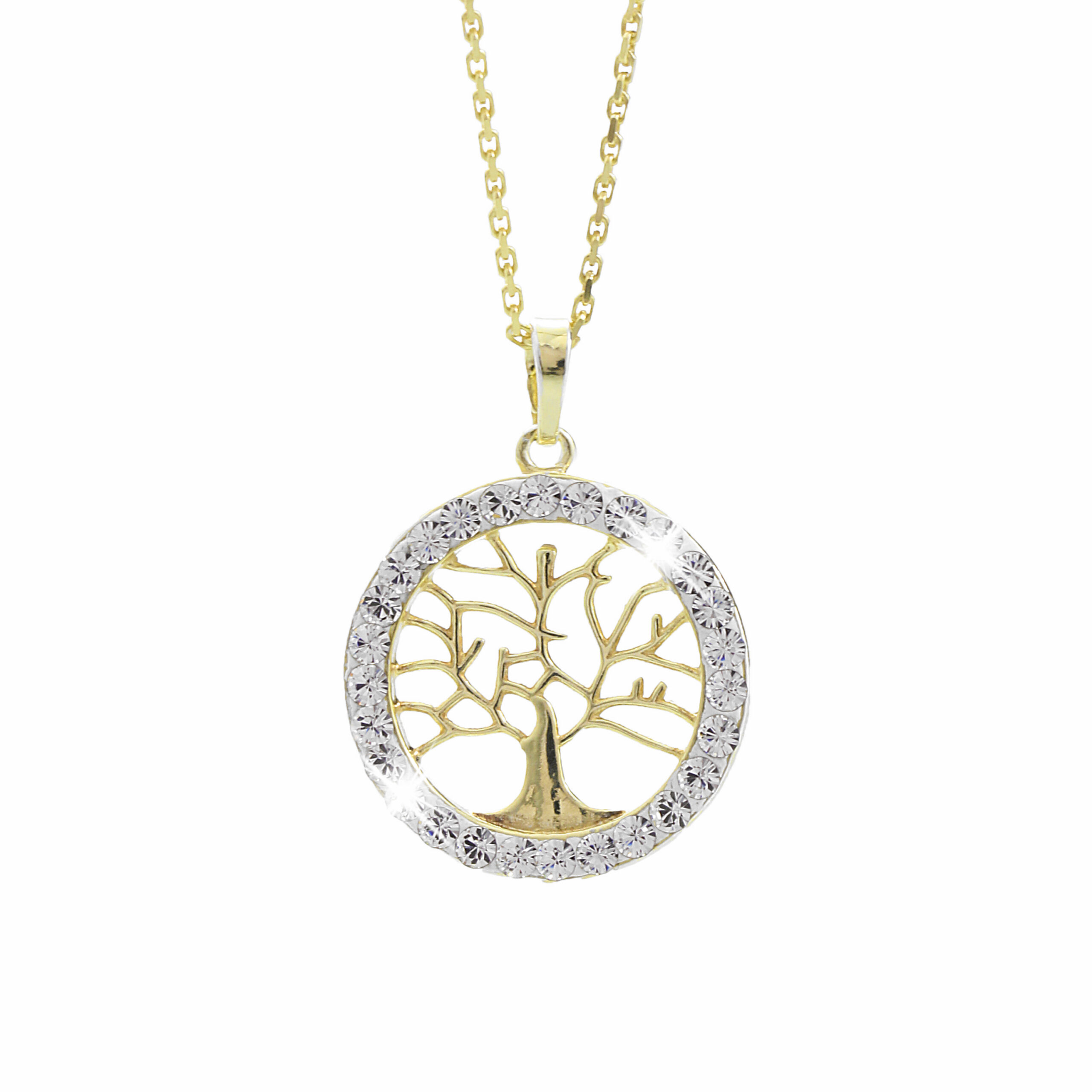 Pozlacený náhrdelník Strom života Swarovski