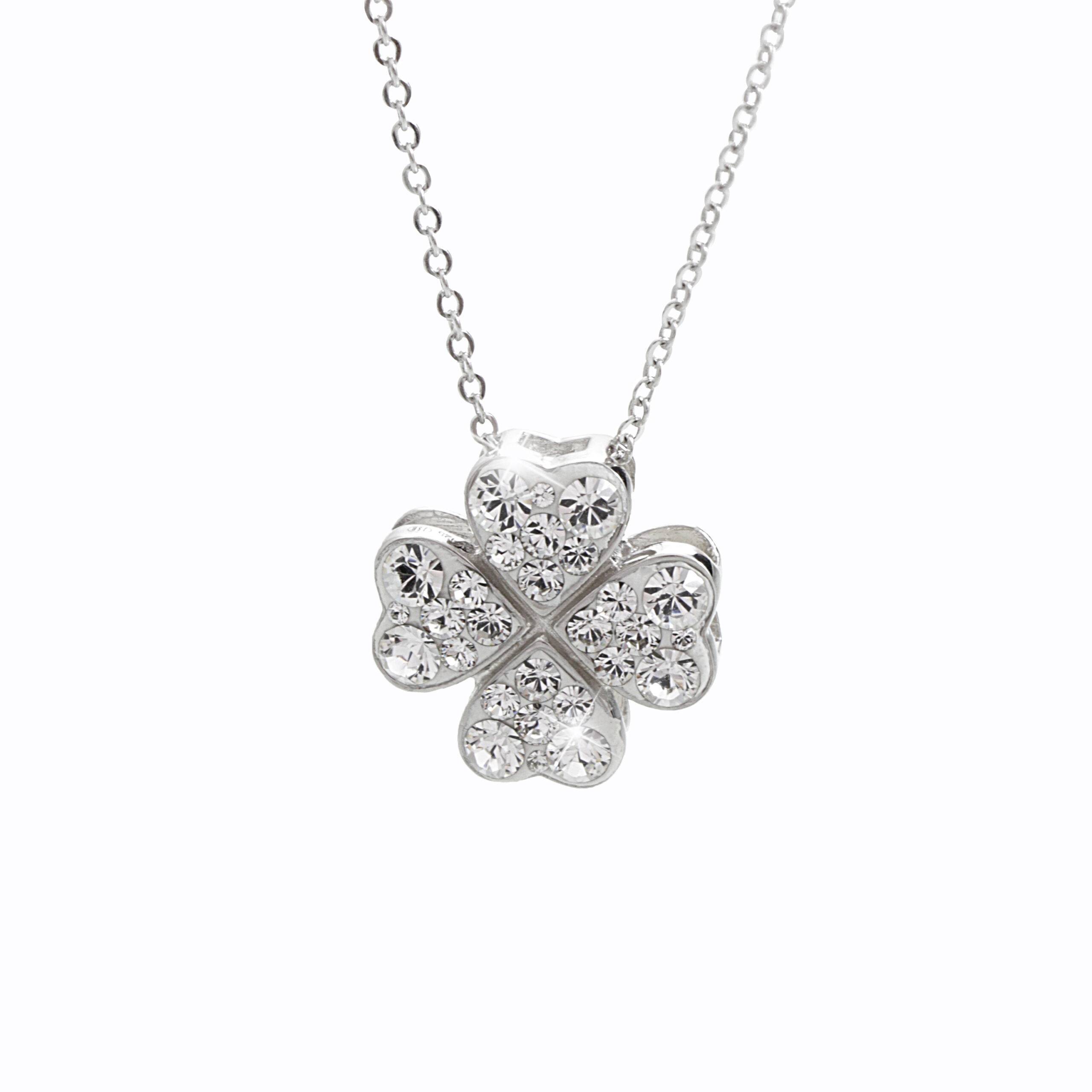 Stříbrný náhrdelník Srdíčkový čtyřlístek Swarovski