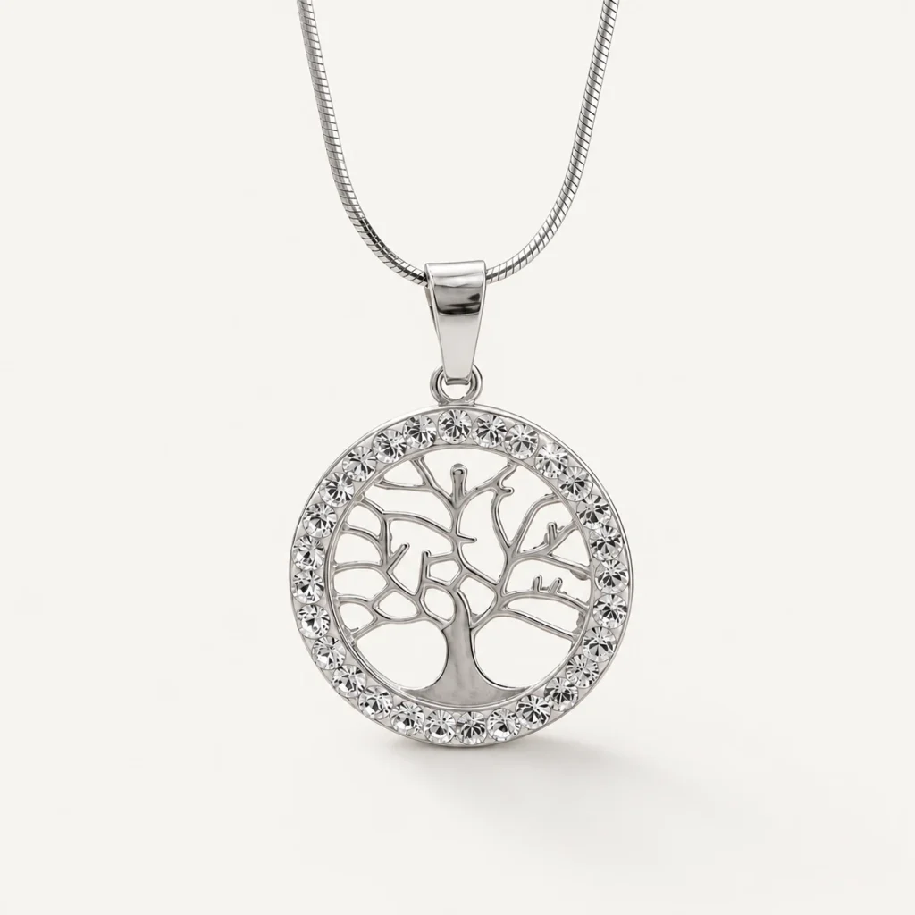 Strom života – stříbrný náhrdelník s krystaly Swarovski