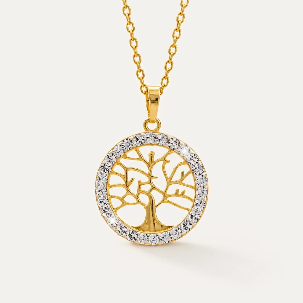 Strom života – pozlacený náhrdelník s krystaly Swarovski