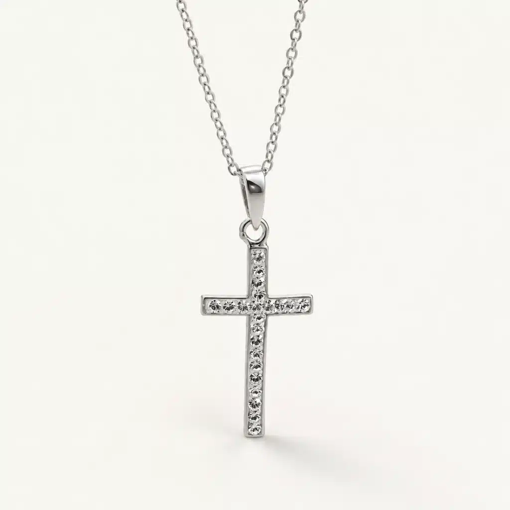Křížek – stříbrný náhrdelník s krystaly Swarovski