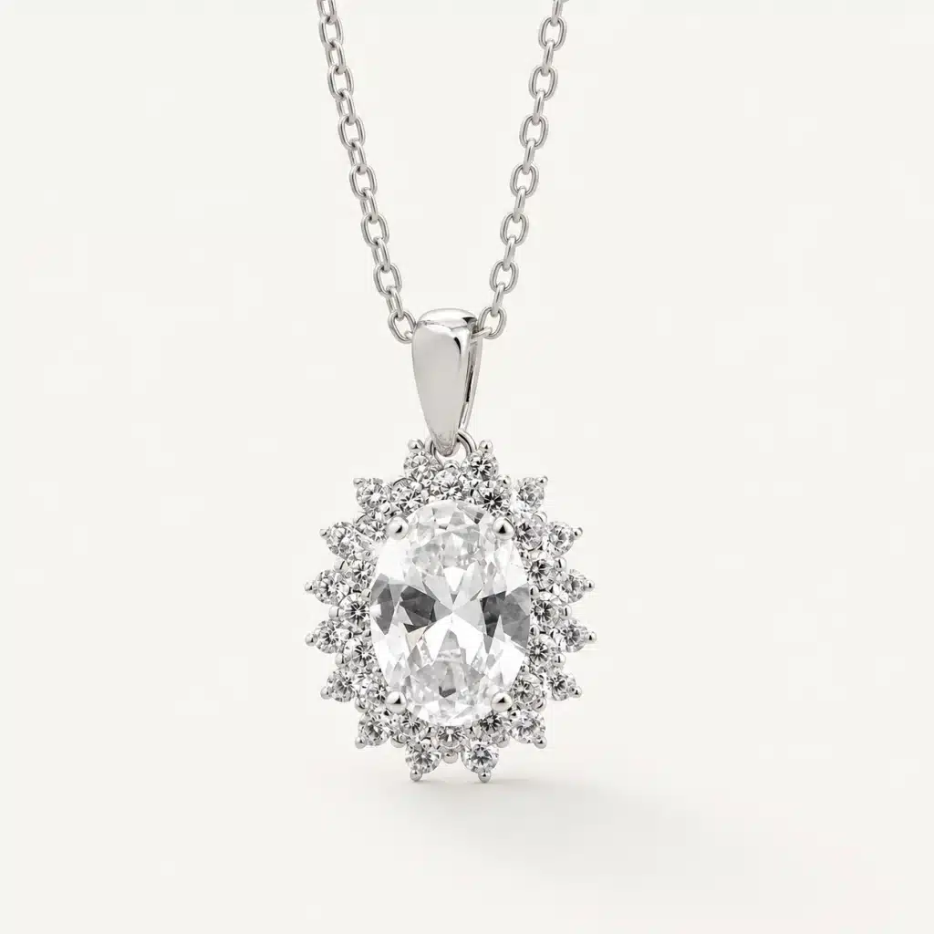 Diana ovál – stříbrný náhrdelník s krystaly Swarovski