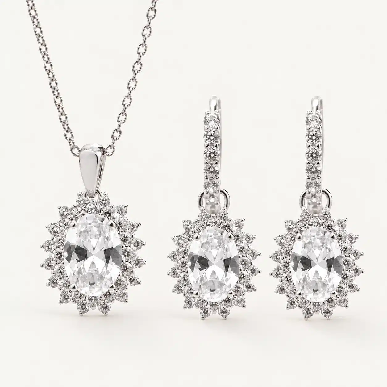 Diana ovál – stříbrný set náhrdelníku a náušnic s krystaly Swarovski