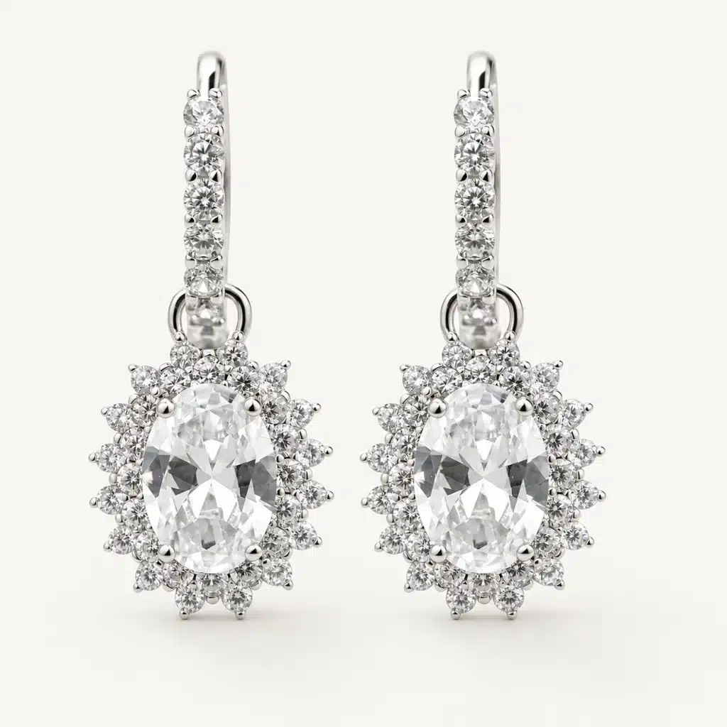 Diana ovál – stříbrné náušnice s krystaly Swarovski