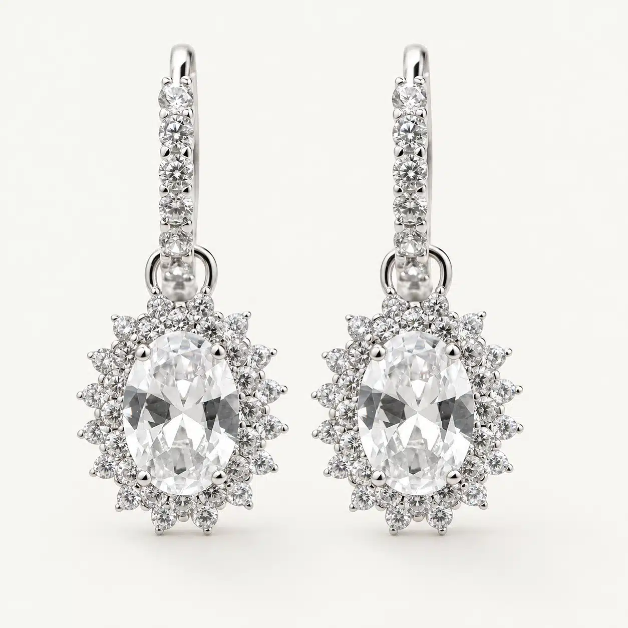 Diana ovál – stříbrné náušnice s krystaly Swarovski